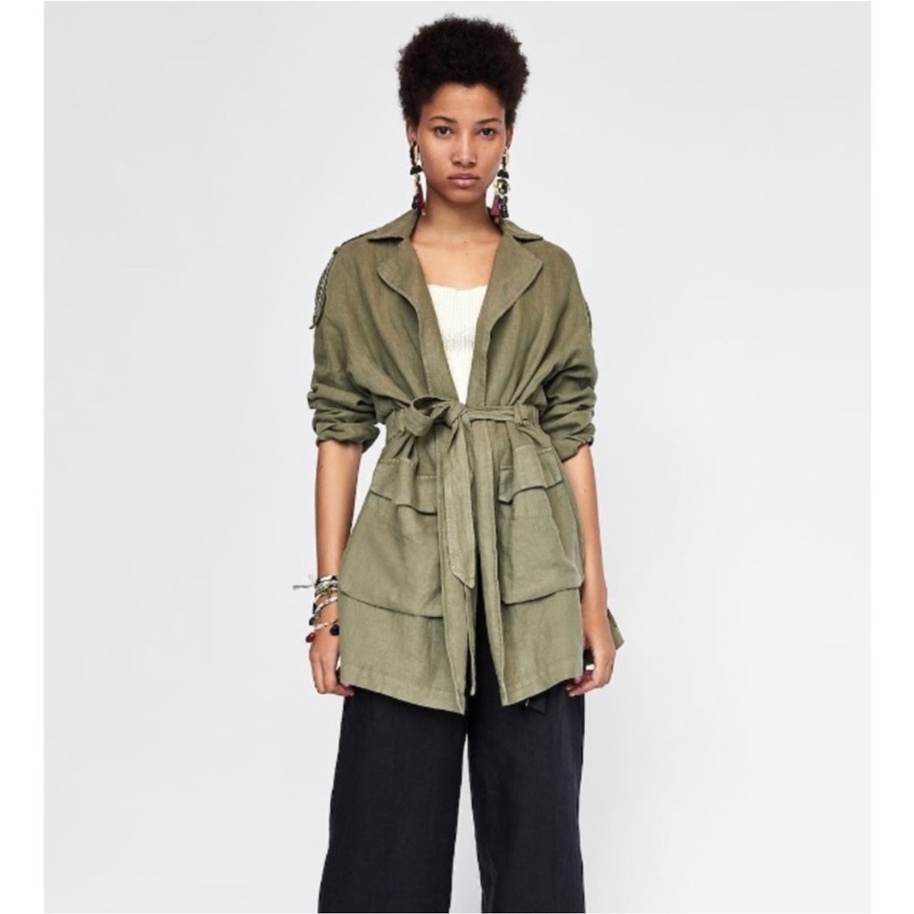 NWT Zara Linen Jacket with Appliqué